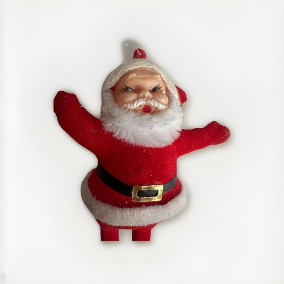 Vintage 4” Flocked Santa Claus Christmas Ornament - Picture 2 of 10